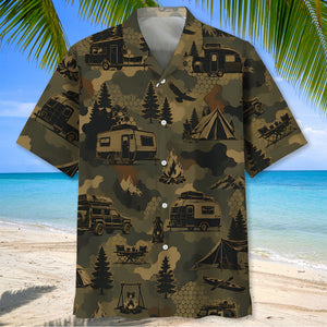 Camp Life Camping Camouflage Hawaiian Shirt
