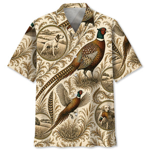 Vintage Pheasant Hunting Toile Hawaiian Shirt