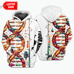 Custom Name Fishing DNA All Over Print Shirt