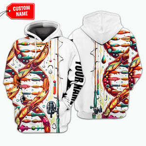Custom Name Fishing DNA All Over Print Shirt