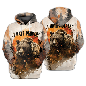 Bear Forest I Hate People All Over Print Shirt