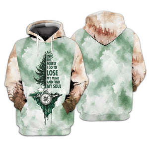 Into The Forest I Go Green Compass All Over Print Shirt