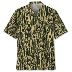 Bighorn Sheep Stripe Camouflage Hawaiian Shirt