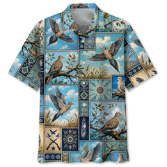 Dove Hunting Vintage Hunting Pattern Blue Hawaiian Shirt