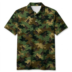 Quail Camouflage Millitary Men Polo Shirt