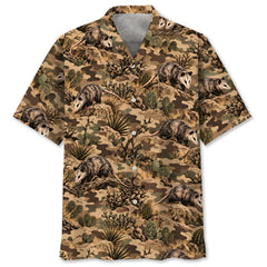 Desert Opossum Camo Pattern Hawaiian Shirt