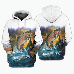 Rainbow Trout Fishing Sunset Strike All Over Print Shirt