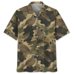 Quail Camouflage Graphic Pattern Hawaiian Shirt