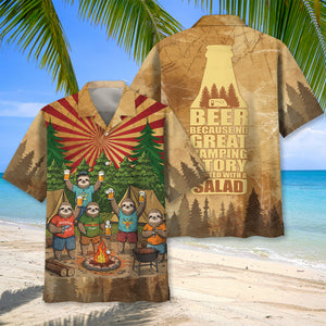 Sloth Camping Drinking Team Hawaiian Shirt