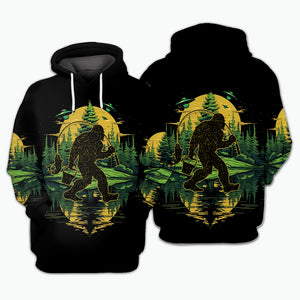 Bigfoot Fishing Green Alien Forest All Over Print Shirt
