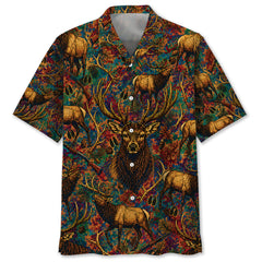 Psychedelic Elk Hunting Hawaiian Shirt