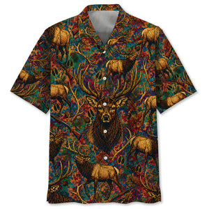 Psychedelic Elk Hunting Hawaiian Shirt