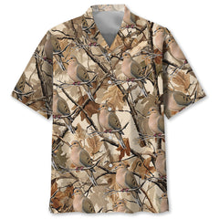 Camo Tree Branches Morning Dove Hawaiian Shirt