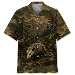 Opossum Forest Camouflage Dark Hawaiian Shirt
