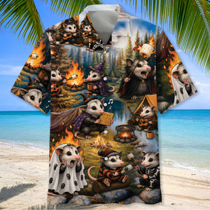 Vintage Possum Camping Hawaiian Shirt