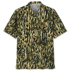 Beaver Stripe Camouflage Hawaiian Shirt