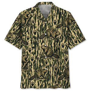 Beaver Stripe Camouflage Hawaiian Shirt