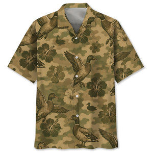 Duck Hibiscus Camouflage Hawaiian Shirt