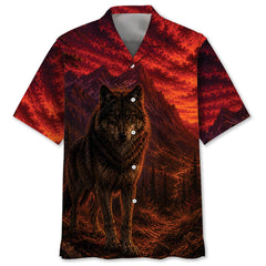 Wolf Hunting Burnt Sky Hawaiian Shirt