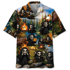 Vintage Grim Reaper Camping Hawaiian Shirt