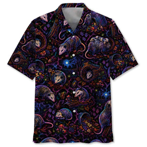 Midnight Opossum Neon Hawaiian Shirt