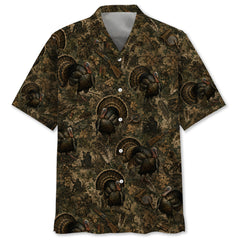 Vintage Turkey Hunter Camo Hawaiian Shirt