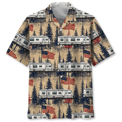 America Fifth-Wheel Trailer Hawaiian Shirt