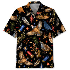 Quail Hunting Retro Black Hawaiian Shirt