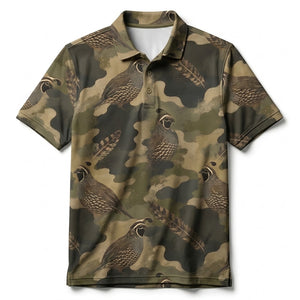 Quail Camouflage Graphic Pattern Men Polo Shirt