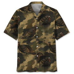 Wild Turkey Camouflage Graphic Pattern Hawaiian Shirt