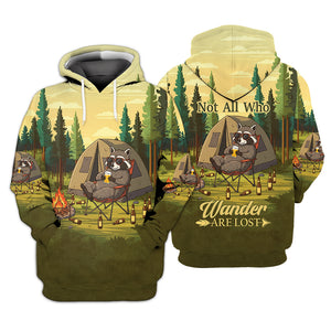 Funny Raccoon Drinking Not All Who Wander Are Lost All Over Print