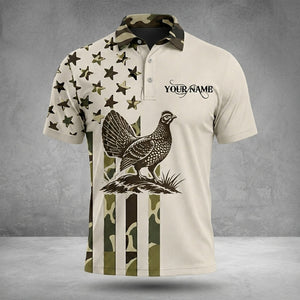 Custom Name Grouse Hunting Camouflage Style Men Polo Shirt