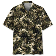 Tactical Hexagonal Duck Hunting Camo Hawaiian Shirt