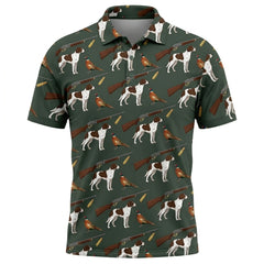 Vintage Hunting Dog & Pheasant Pattern Men Polo Shirt