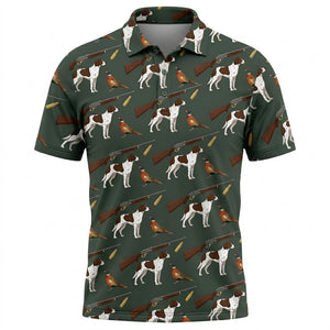 Vintage Hunting Dog & Pheasant Pattern Men Polo Shirt