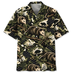 Tactical Hexagonal Opossum Camo Hawaiian Shirt