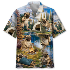 Pug Dog Funny Camping Hawaiian Shirt