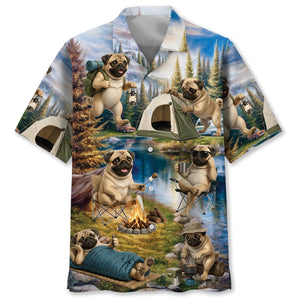 Pug Dog Funny Camping Hawaiian Shirt