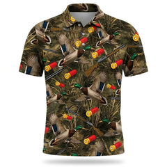 Vintage Camouflage Duck Hunting Polo Men Shirt