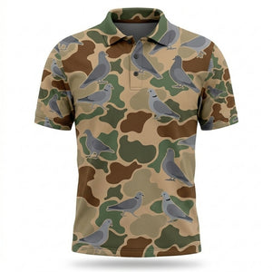 Dove Hunting Camouflage Pattern Men Polo Shirt