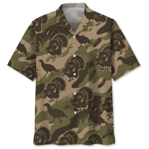 Vintage Camouflage Wild Turkey Hunting Hawaiian Shirt