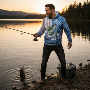 Largemouth Bass American Flag All Over Print Shirt