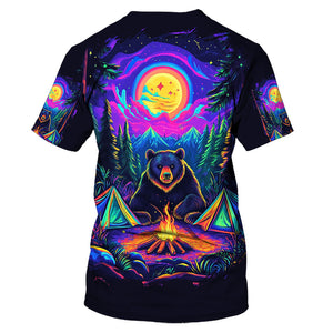 Camping Night With Bear All Over Print Shirt