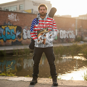 Camo American Flag Trout Fish Fishing All Over Print Shirt