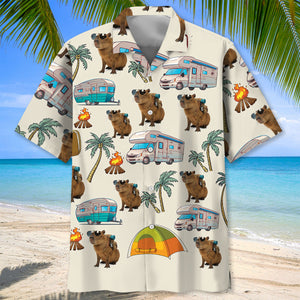 Capybara Camping Hawaiian Shirt