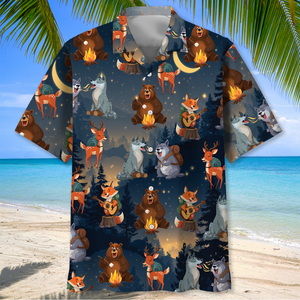 Funny Camping Animals Hawaiian Shirt