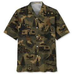 Camp Life Camping Camouflage Hawaiian Shirt