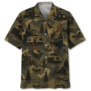 Camp Life Camping Camouflage Hawaiian Shirt