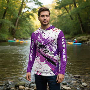Custom Name Kayaking Purple All Over Print Shirt