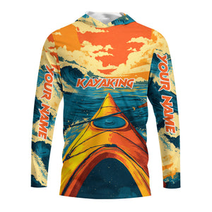 Custom Name Sunset Kayaking Scene All Over Print Shirt